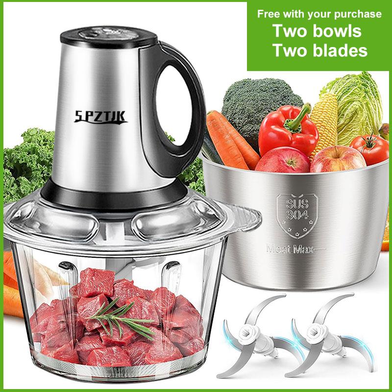 SPZTJK 2L Baby Food Processor with Dual Bowls & Copper Motor Grinder