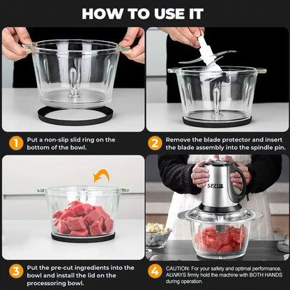 SPZTJK 2L Baby Food Processor with Dual Bowls & Copper Motor Grinder