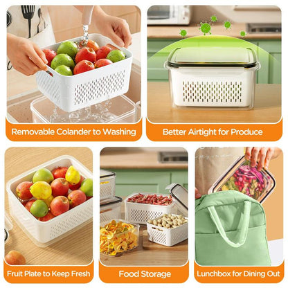 Kitchen Fruit Organizer with Double Layer Drainage