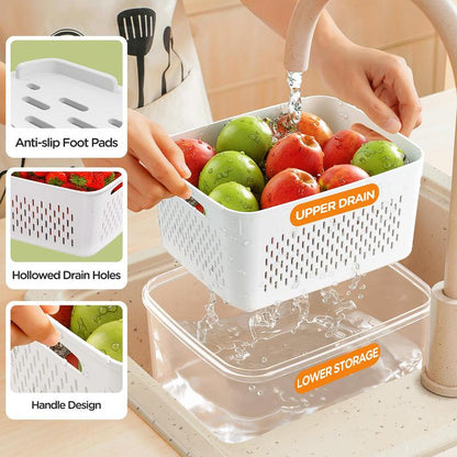 Kitchen Fruit Organizer with Double Layer Drainage