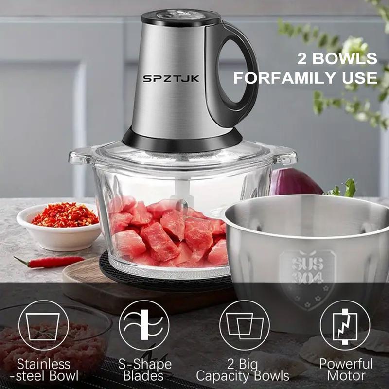 SPZTJK 2L Baby Food Processor with Dual Bowls & Copper Motor Grinder