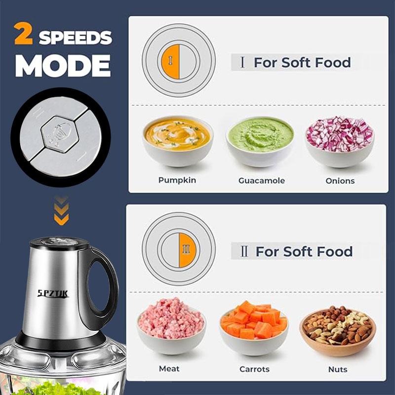 SPZTJK 2L Baby Food Processor with Dual Bowls & Copper Motor Grinder