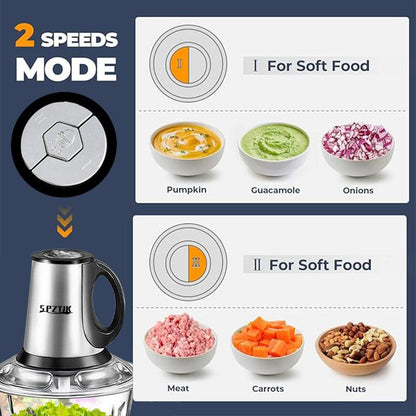 SPZTJK 2L Baby Food Processor with Dual Bowls & Copper Motor Grinder