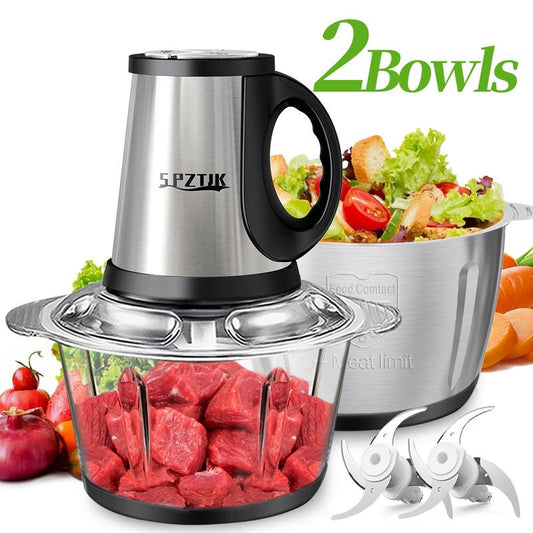 SPZTJK 2L Baby Food Processor with Dual Bowls & Copper Motor Grinder